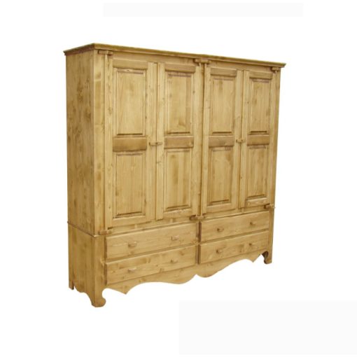 Harmónia 4 ajtós 4 fiókos zsanéros fenyő szekrény