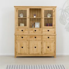   MENGEVE fenyő tálalószekrény – 5 ajtós, 6 fiókos, 2 nyitott polccal