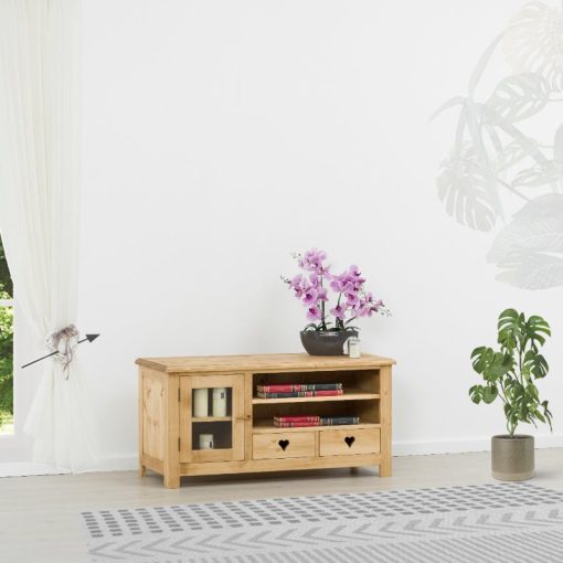 MENGEVE fenyő TV szekrény – 1 ajtós, 2 fiókos