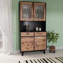 Fenyő 4 ajtós 2 fiókos tálaló szekrény