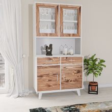 Fenyő 4 ajtós 2 fiókos tálaló szekrény